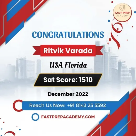 Ritvik Varada from Florida, USA, SAT score 1510